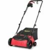 COSTWAY Scarificateur Electrique 1400W Débroussailleuse Electrique 32CM Avec Sac De Ramassage De 30L, 4 Hauteurs De Coupe Rouge