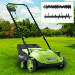 Scarificateur électrique 1500W 32cm 35 L 2en1 Aérateur Et Démousseur Pelouse Un Réglage Central 4 étapes, Ergonomique - De BRAST