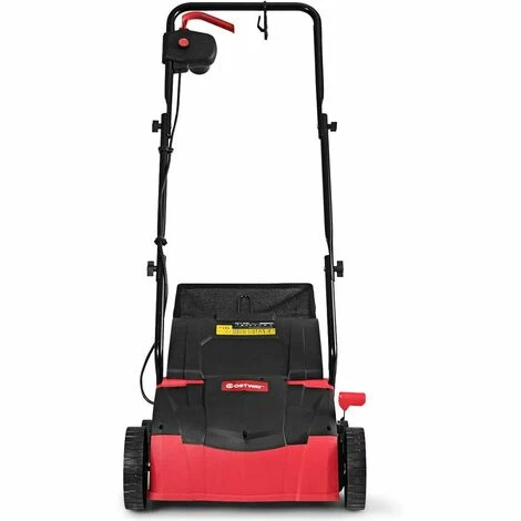 GOPLUS Scarificateur Electrique 1400W, Largeur De Travail 32 CM, Profondeur De Travail à 4 Niveaux Avec Guidon Ergonomique Pliable, Bac De Ramassage 30L, 2 En 1 Aérateur Et Démousseur Pelouse (Rouge) 2 GOPLUS Scarificateur Electrique 1400W, Largeur De Travail 32 CM, Profondeur De Travail à 4 Niveaux Avec Guidon Ergonomique Pliable, Bac De Ramassage 30L, 2 En 1 Aérateur Et Démousseur Pelouse (Rouge) – Image 2