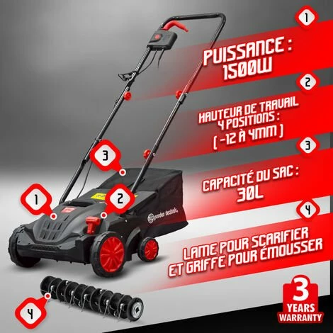ELEM GARDEN TECHNIC Scarificateur émousseur électrique 1500W - 32cm 2 ELEM GARDEN TECHNIC Scarificateur émousseur électrique 1500W - 32cm – Image 2